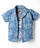Dapper Dudes Denim Woven Half Sleeves Printed Shirt With Surfing Print Tee - Blue