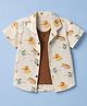 Dapper Dudes Cotton Woven Shirt and T-Shirt with Half Sleeves and Elephant Print -Cream