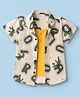 Dapper Dudes Cotton Woven Shirt with T-Shirt and Half Sleeves with Crocodile Print -Yellow