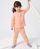Babyoye Interlock Knit Full Sleeves Thermal Inner Wear Set with Cherry Kitten Print - Peach