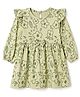 Doodle Poodle Single Jersey 100 % Cotton Knit Full Sleeves Frock with Floral Print - Dark Green