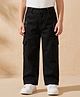 Rikidoos Cotton Woven Full Length Text Printed Jeans with Cargo Pockets - Black