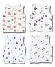 LazyToddler 100% Muslin Woven Pack Of 4 Sleeveless Vehicles & Trees Printed Jhablas   - White