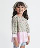 Tiber Taber Cotton Woven Full Sleeves Floral Printed Top - Green