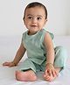 Tiber Taber 100% Cotton Woven Half Sleeves Floral Motifs Foil Printed Tee & Striped Pyjamas Set - Blue