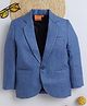 Ministitch Cotton Woven Full Sleeves Solid Blazer - Blue