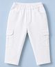 Babyoye Cotton Lycra Twill Woven Full Length Trouser with Cargo Pockets - White