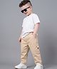 Babyoye Twill Woven Full Length Trouser Pant With Bear Patch - Beige