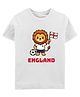 Zeezeezoo 100% Cotton Knit Football Theme Half Sleeves Lion & England Text Printed Tee - White