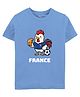 Zeezeezoo 100% Cotton Knit Football Theme Half Sleeves Rooster & France Text Printed Tee - Blue