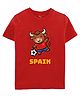 Zeezeezoo 100% Cotton Knit Football Theme Half Sleeves Bull & Spain Text Printed Tee - Red
