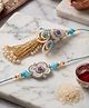 NVR Set of 2 Pearls & Artificial Stones Floral Bhaiya Bhabhi Rakhi with Roli Chawal