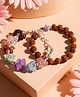 NVR Set of 2 Rudraksh & Seven Chakra Chip Bracelet Rakhi with Roli Chawal Chandan Mishri