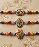 NVR Multicolor Set of 3 Artificial Stones Religious Thread Rakhi With Roli Chawal Chandan