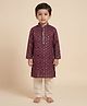 Ridokidz Cotton Woven Full Sleeves Sequinned Kurta & Pyjama Set - Maroon