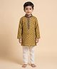 Ridokidz Cotton Woven Full Sleeves Striped Kurta & Pyjama Set - Yellow