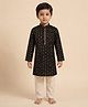 Ridokidz Cotton Woven Full Sleeves Sequinned Kurta & Pyjama Set - Black