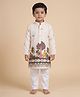 Ridokidz Cotton Woven Full Sleeves Floral Embroidered & Sequinned Kurta & Pyjama Set - Cream