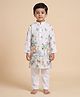 Ridokidz Cotton Woven Full Sleeve Kurta Pajama With Tropical Theme Print - White