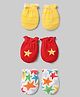Babyhug 100% Cotton Interlock Knit Striped Mittens With Star Print Pack of 3 - Yellow Red White