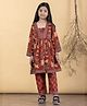READIPRINT Pure Cotton Woven Full Sleeves Floral Printed Kurti Salwar Set - Red