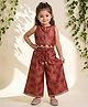 READIPRINT Silk Woven Sleeveless Floral Printed Top & Palazzo Set - Rust