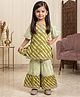 READIPRINT Pure Silk Woven Half Sleeves Striped & Abstract Printed Kurti & Sharara Set - Green