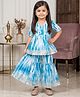 READIPRINT Pure Cotton Woven Half Sleeves Tie & Dye Kurti & Sharara Set - Blue