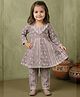 READIPRINT Pure Cotton Woven Full Sleeves Abstract Printed Kurti & Pants Set - Purple