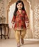 READIPRINT Viscose Rayon Woven Three Fourth Sleeves Abstract & Geometric Printed Kurti & Dhoti Set - Red