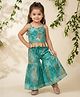 READIPRINT Pure Cotton Woven Sleeveless Abstract Printed Top & Sharara Set - Turquoise