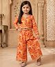 READIPRINT Pure Cotton Woven Full Sleeves Floral Printed Top & Palazzo Set - Orange