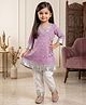 READIPRINT Pure Cotton Woven Three Fourth Sleeves Abstract Printed Kurti & Salwar Set - Purple