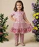 READIPRINT Pure Cotton Woven Half Sleeves Floral Printed Kurti & Pants Set - Pink