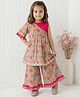 READIPRINT Pure Cotton Woven Half Sleeves Floral Printed Kurti & Palazzo Set - Pink