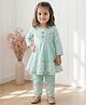READIPRINT Pure Cotton Woven Three Fourth Sleeves Abstract Printed Kurti & Pants Set - Green