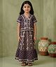 READIPRINT Cotton Woven Half Sleeves Floral Printed & Gota Lace Embellished Lehenga & Choli Set - Purple