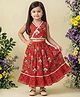 READIPRINT Cotton Woven Sleeveless Floral Printed Lehenga & Choli Set - Red