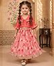 READIPRINT Silk Woven Three Fourth Bell Sleeves Polka Dots Foil Printed Lehenga & Choli Set - Pink