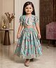 READIPRINT Silk Woven Half Puffed Sleeves Floral Printed Lehenga & Choli Set - Blue