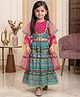 READIPRINT Silk Woven Half Sleeves Geometric Printed Lehenga & Choli With Dupatta Set - Green