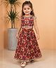 READIPRINT Satin Woven Half Sleeves Animals Printed Lehenga & Choli Set - Red