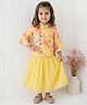 READIPRINT Cotton Woven Three Fourth Bell Sleeves Floral Printed Lehenga & Choli Set - Yellow