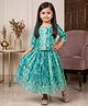 READIPRINT Viscose Rayon Woven Three Fourth Sleeves Leaves Printed Lace Embellished Lehenga & Choli Set - Green