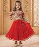 READIPRINT Silk Woven Three Fourth Sleeves Floral Printed Lehenga & Choli Set - Beige