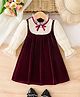 Mark & Mia Full Sleeves Winter Frock With Bow Applique & Lace Detailing - Maroon