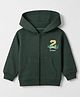 Pink Rabbit Cotton Looper Knit Full Sleeves Hoodies with Alligator Print - Green