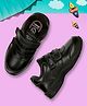 BATA CHARLIE E Solid Colour Velcro Closure Flat School Shoes -Black