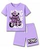 KAVEE 100% Cotton Knit Half Sleeves Biker Bear Printed Tee & Shorts Set - Lavender