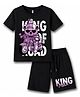 KAVEE 100% Cotton Knit Half Sleeves Biker Bear Printed Tee & Shorts Set - Black
